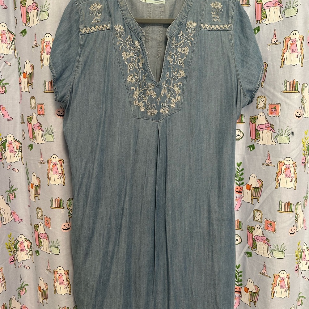 Maurices Light Blue Embroidered Tunic